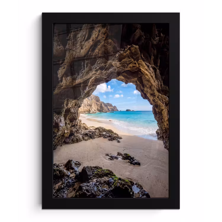 Poster met lijst - Grot - Strand - Zee - Blauw — 1