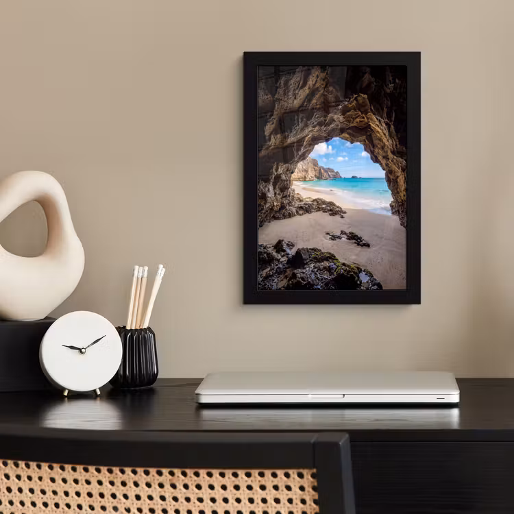 Poster met lijst - Grot - Strand - Zee - Blauw — 3