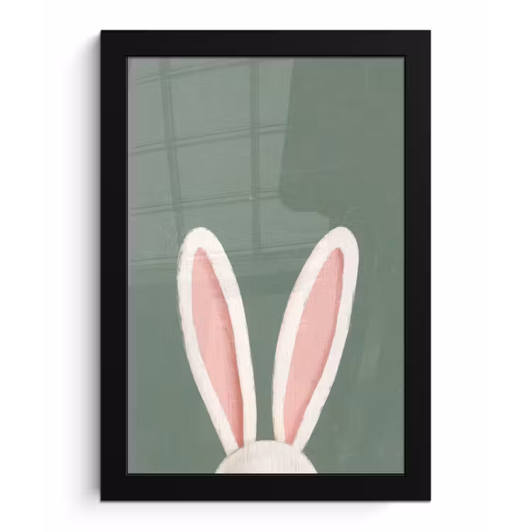 Poster met lijst - Hazen - Oren - Roze — 1