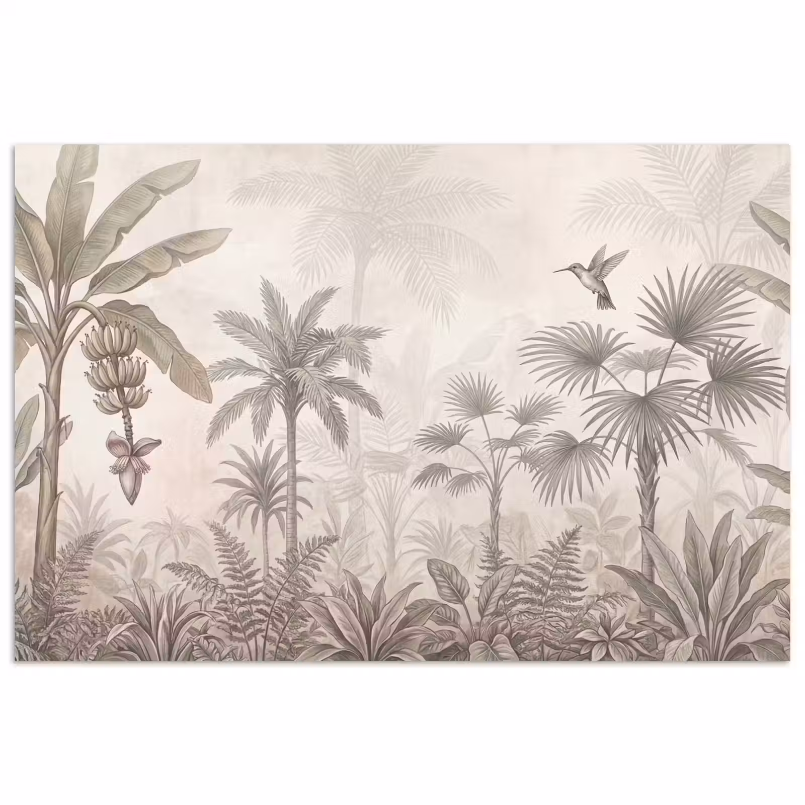Poster - Jungle - Banenboom - Kolibrie - Beige — 1