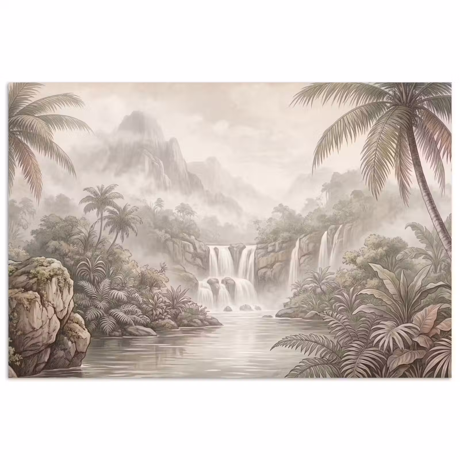 Poster - Jungle - Watervallen - Tropisch - Illustratie — 1