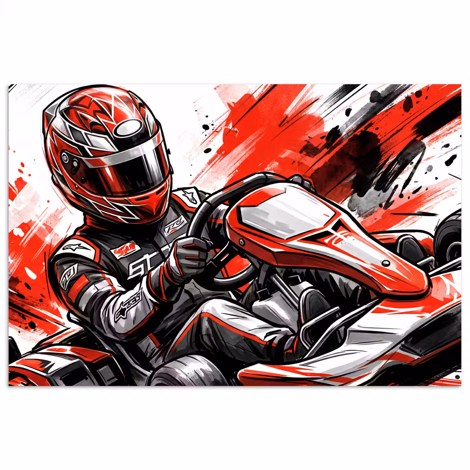 Poster - Kart - Coureur - Snelheid - Rood — 1