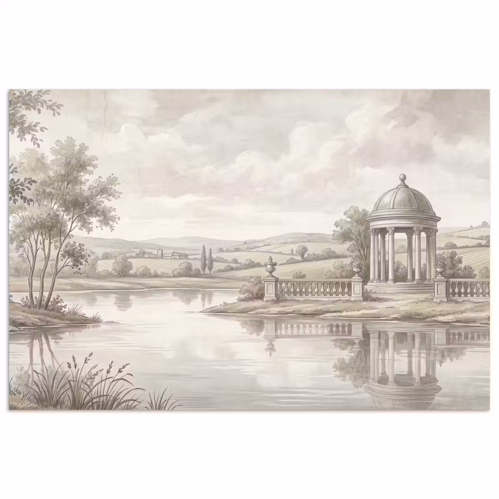 Poster - Landschap - Water - Natuur - Sepia — 1