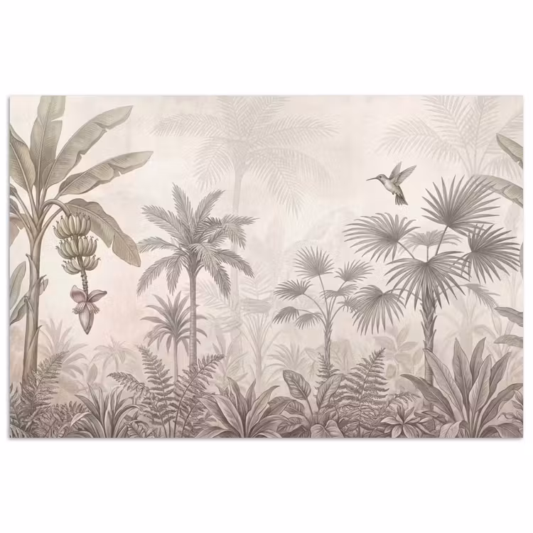 Poster - Jungle - Banenboom - Kolibrie - Beige — 1