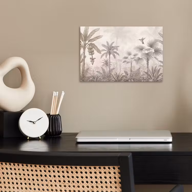 Poster - Jungle - Banenboom - Kolibrie - Beige — 2
