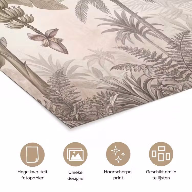Poster - Jungle - Banenboom - Kolibrie - Beige — 5