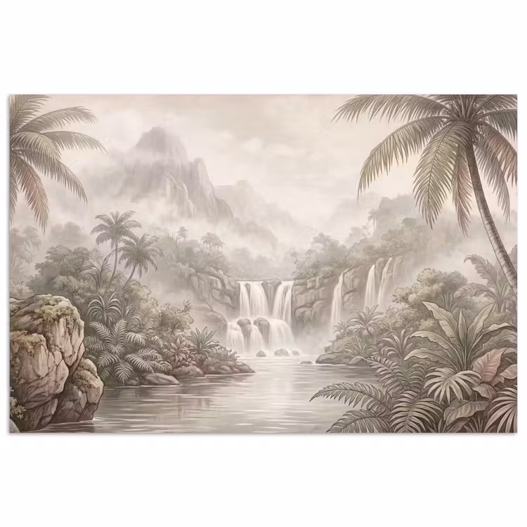 Poster - Jungle - Watervallen - Tropisch - Illustratie — 1