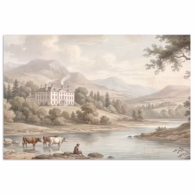 Poster - Landhuis - Rivier - Vee — 1