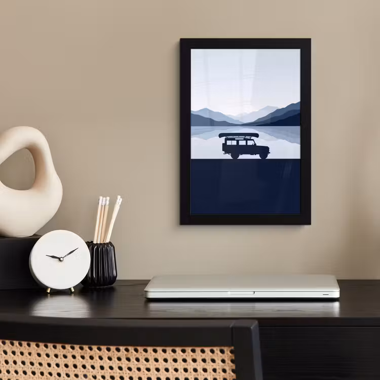 Poster met lijst - Auto - Meer - Bergen - Blauw — 3