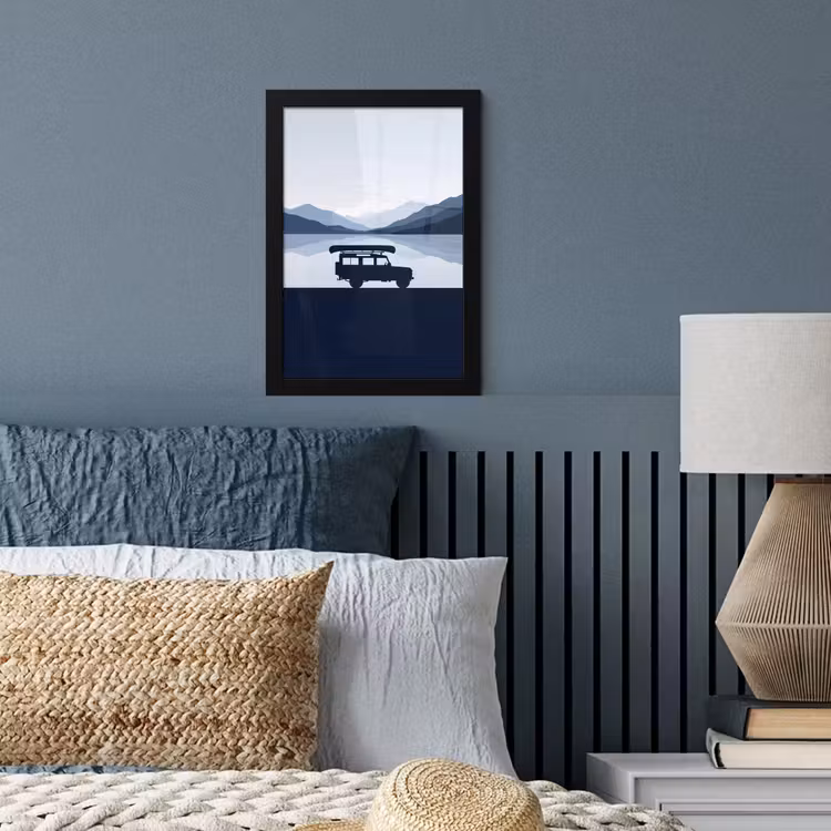 Poster met lijst - Auto - Meer - Bergen - Blauw — 4