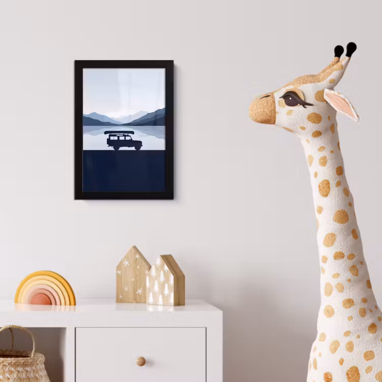 Poster met lijst - Auto - Meer - Bergen - Blauw — 5