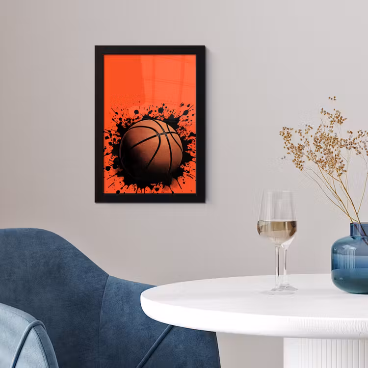 Poster met lijst - Basketbal - Verf - Sport - Oranje — 2