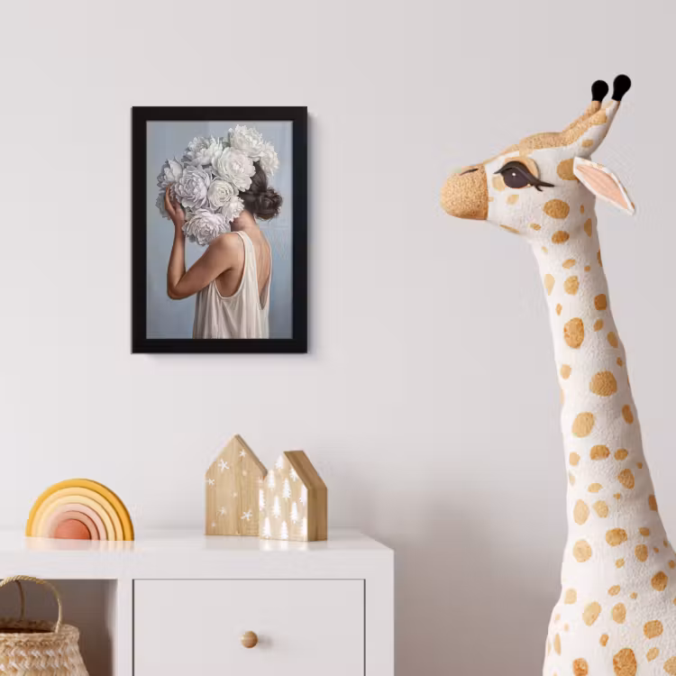 Poster met lijst - Bloemen - Vrouw - Wit — 5