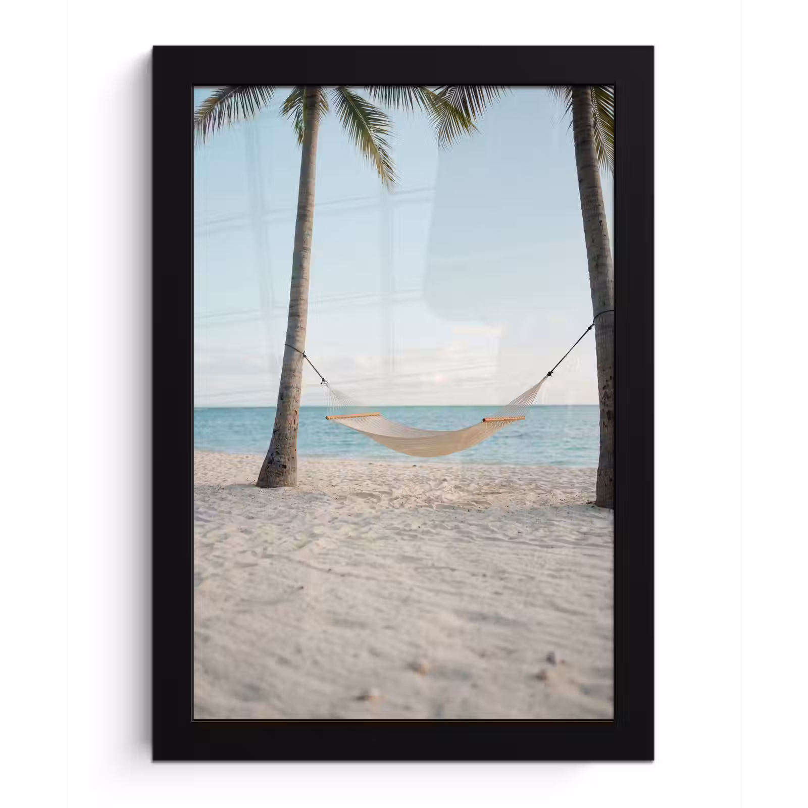 Poster met lijst - Hangmat - Strand - Wit — 1