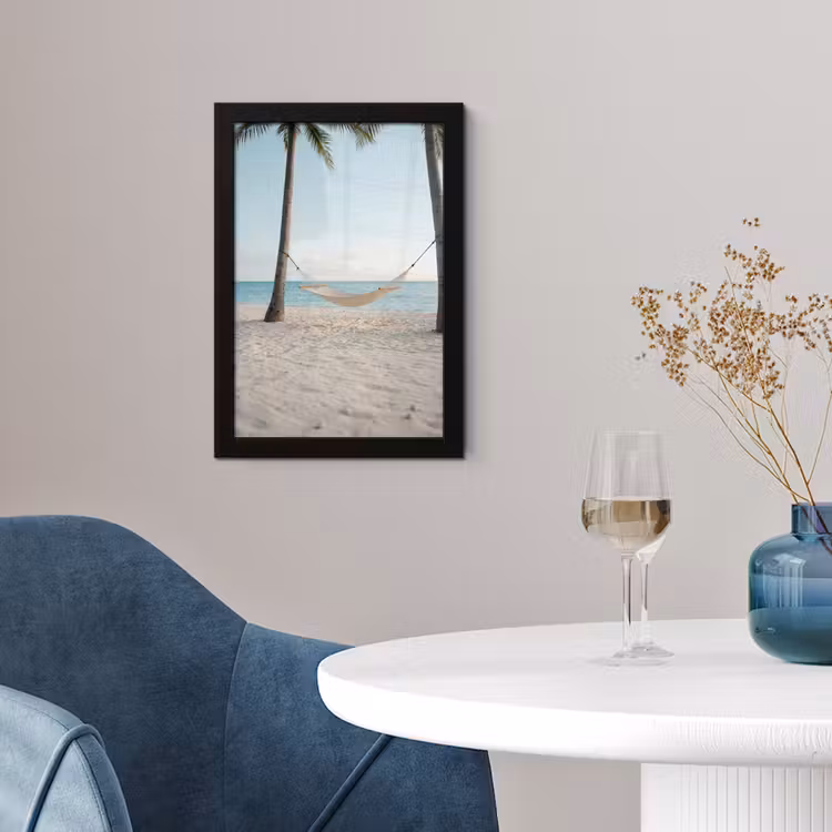 Poster met lijst - Hangmat - Strand - Wit — 2