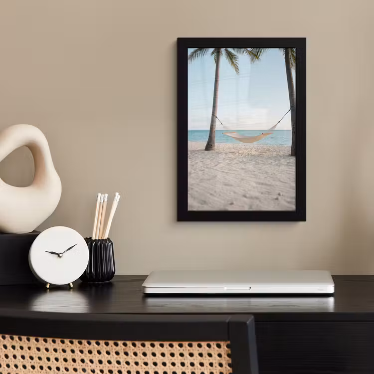 Poster met lijst - Hangmat - Strand - Wit — 3