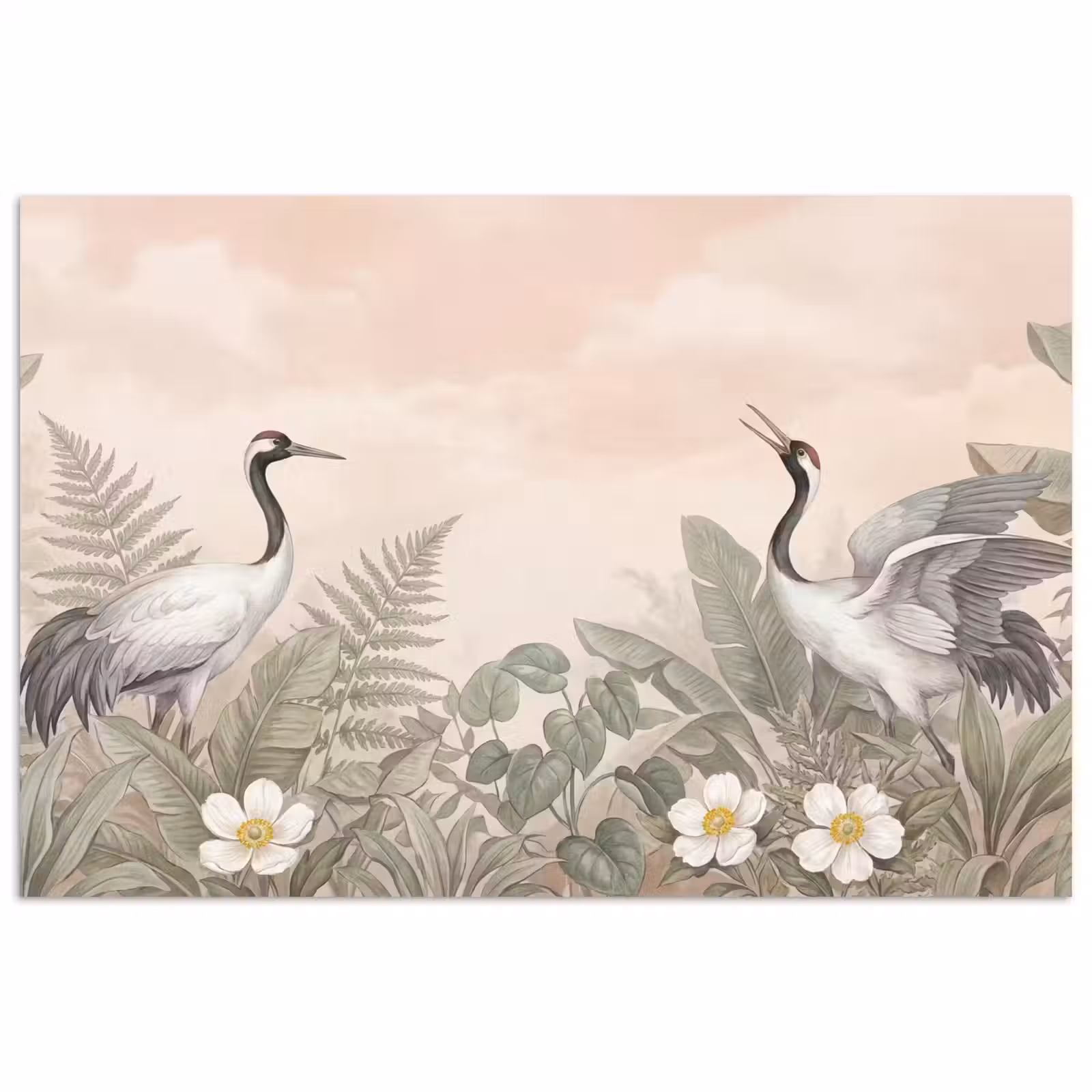 Poster - Kraanvogels - Natuur - Roze — 1