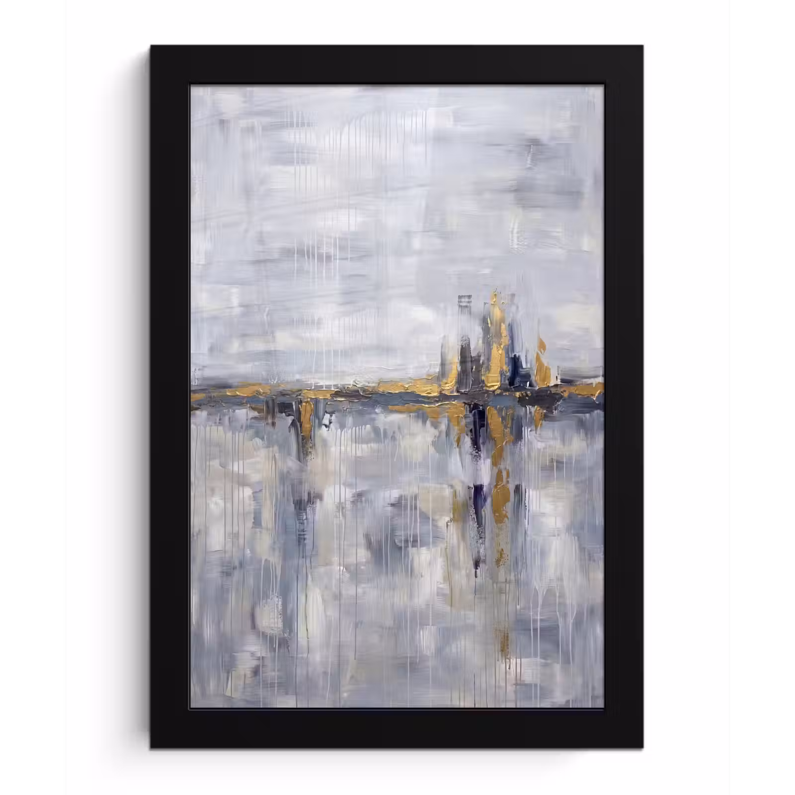 Poster met lijst - Abstract - Structuur - Goud - Grijs - Modern — 1