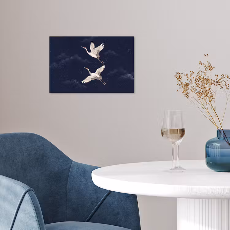 Poster - Kraanvogels - Nachthemel - Blauw — 4