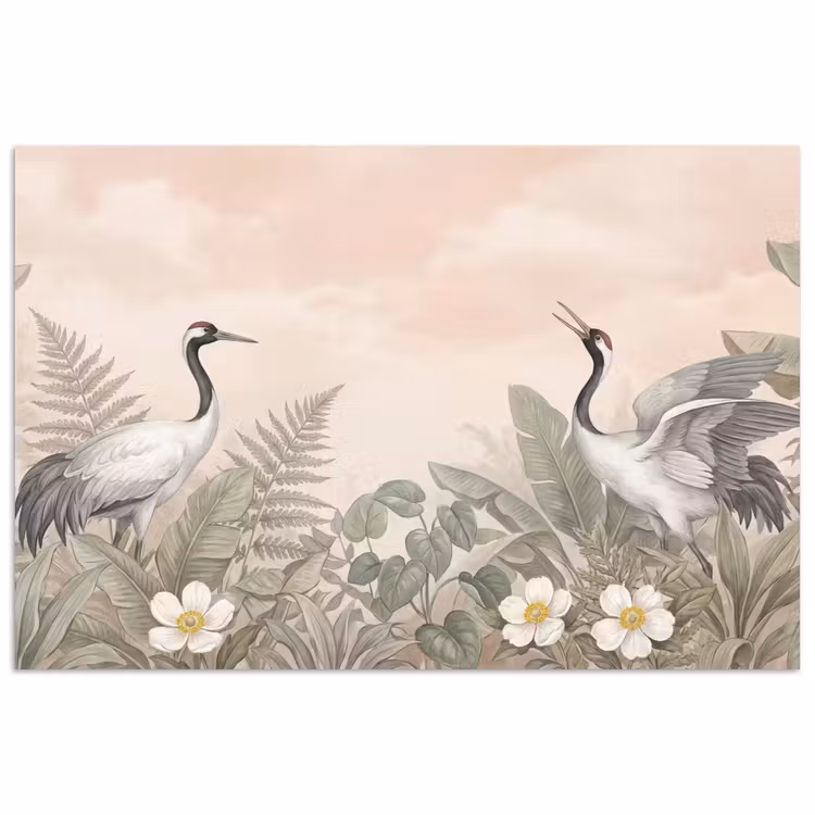 Poster - Kraanvogels - Natuur - Roze — 1