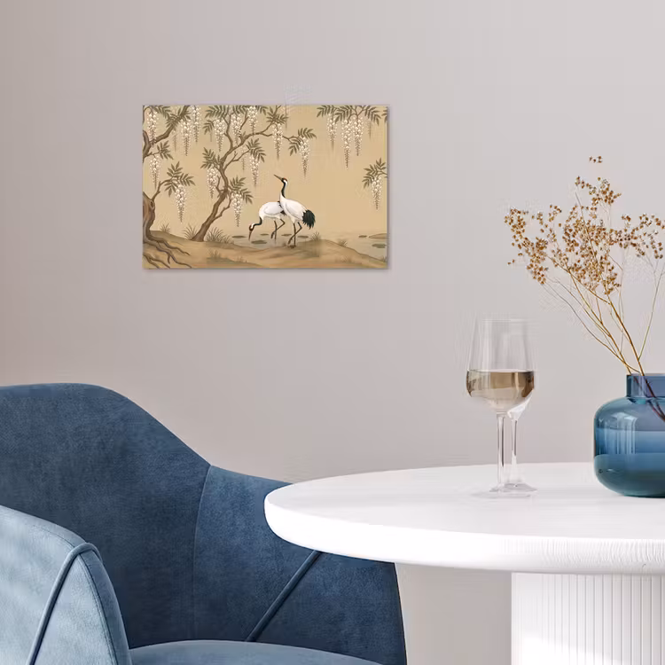 Poster - Kraanvogels - Water - Beige — 4