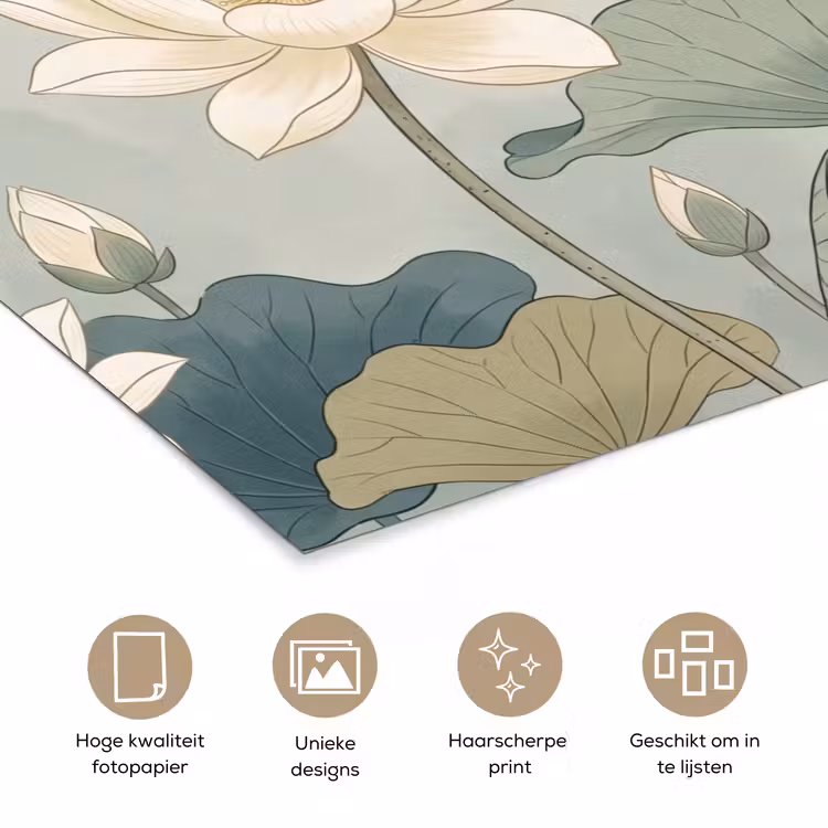 Poster - Lotus - Bloemen - Groen — 5