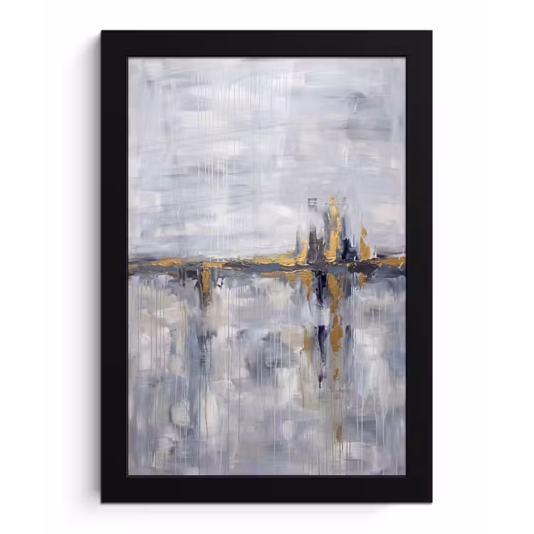 Poster met lijst - Abstract - Structuur - Goud - Grijs - Modern — 1