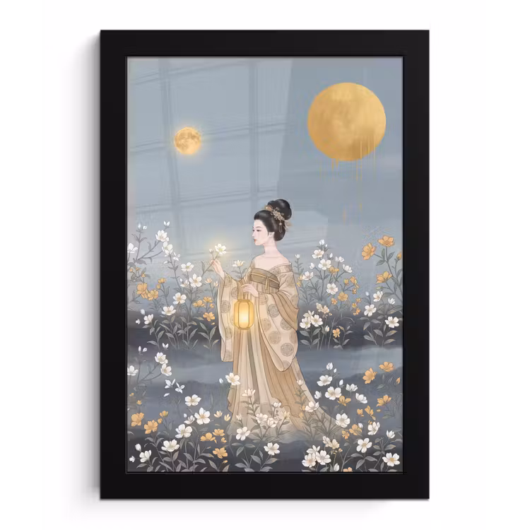 Poster met lijst - Aziatisch - Vrouw - Kimono — 1