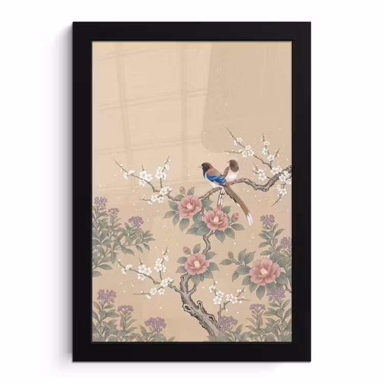 Poster met lijst - Bloemen - Vogels - Bloemen — 1
