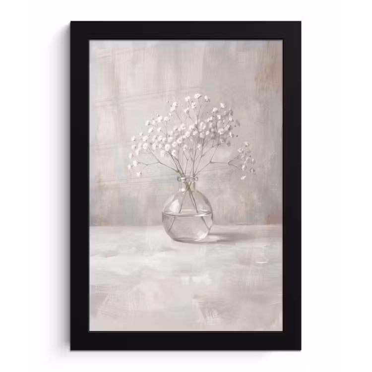 Poster met lijst - Gipskruid - Vaas - Wit — 1