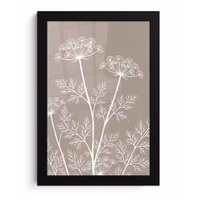 Poster met lijst - Grafisch - Fluitenkruid - Taupe — 1