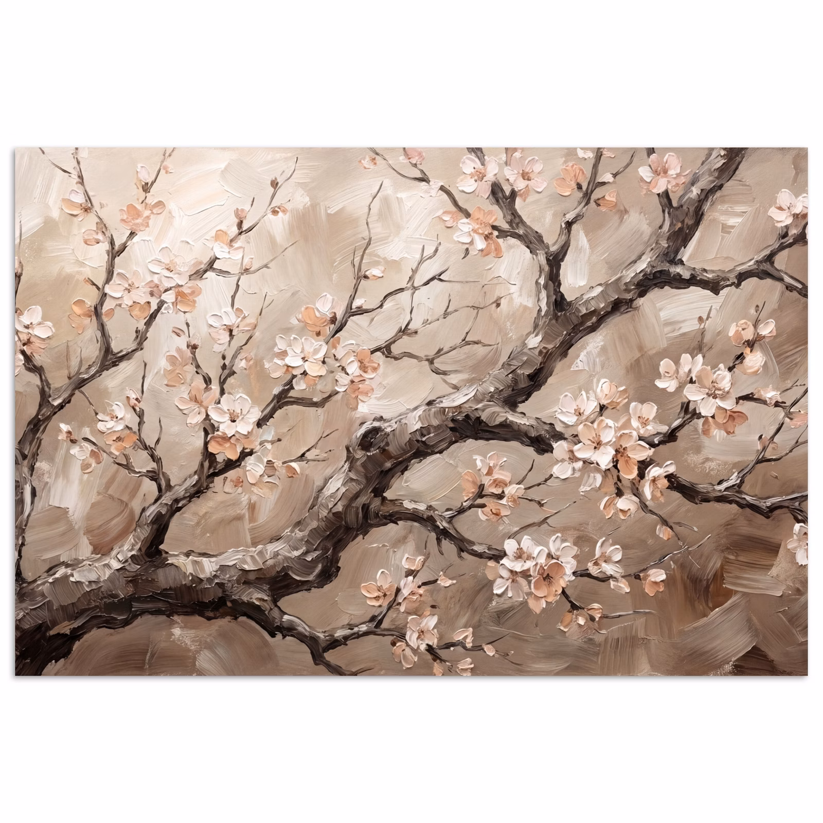 Poster - Bloesem - Takken - Schilderij - Beige - Serene — 1