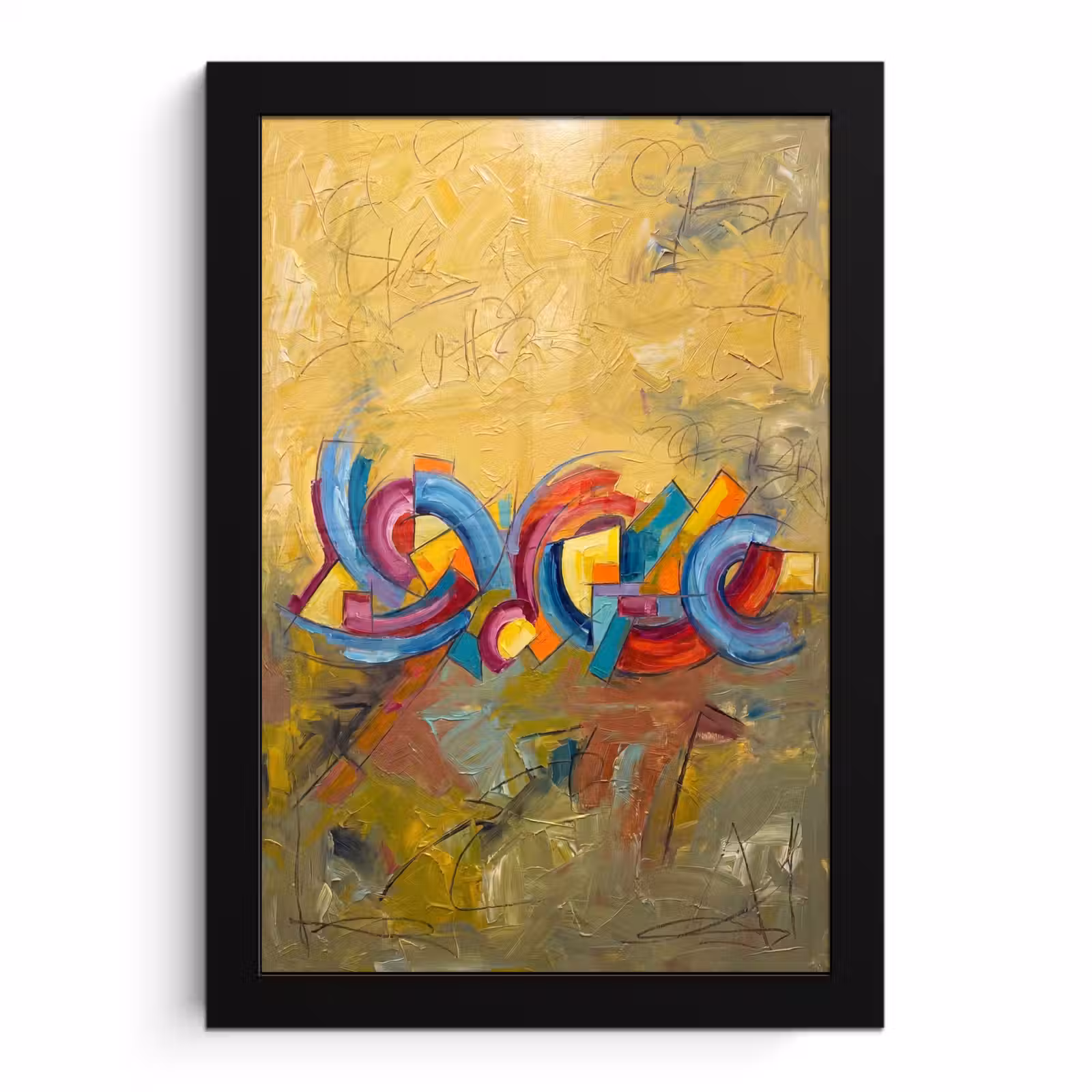 Poster met lijst - Abstract - Cirkels - Schilderij - Kleurrijk - Dynamisch — 1