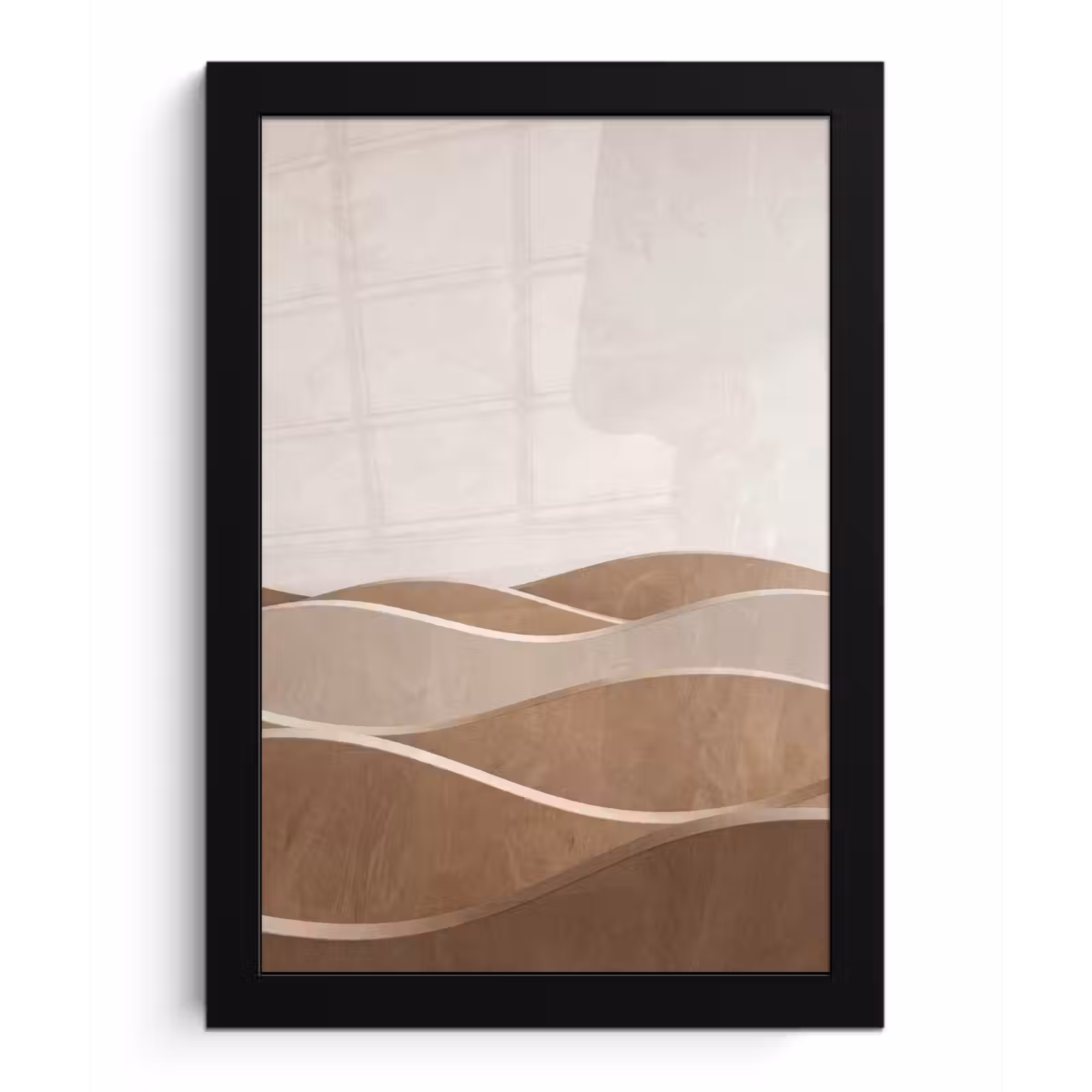 Poster met lijst - Abstract - Golven - Modern - Beige — 1