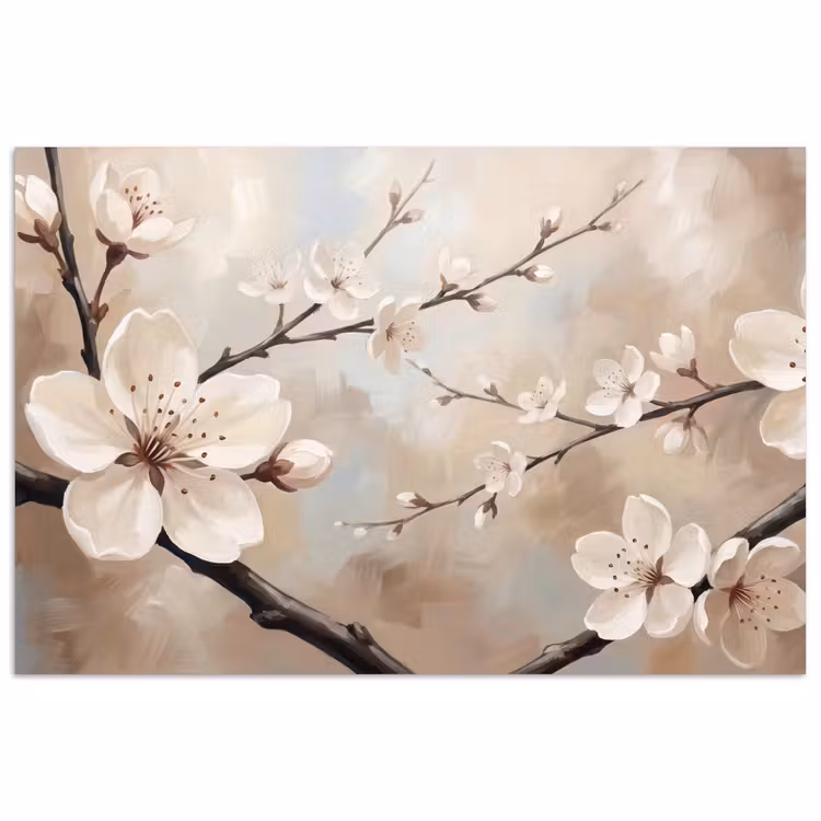 Poster - Bloesem - Takken - Schilderij - Beige - Serene — 1