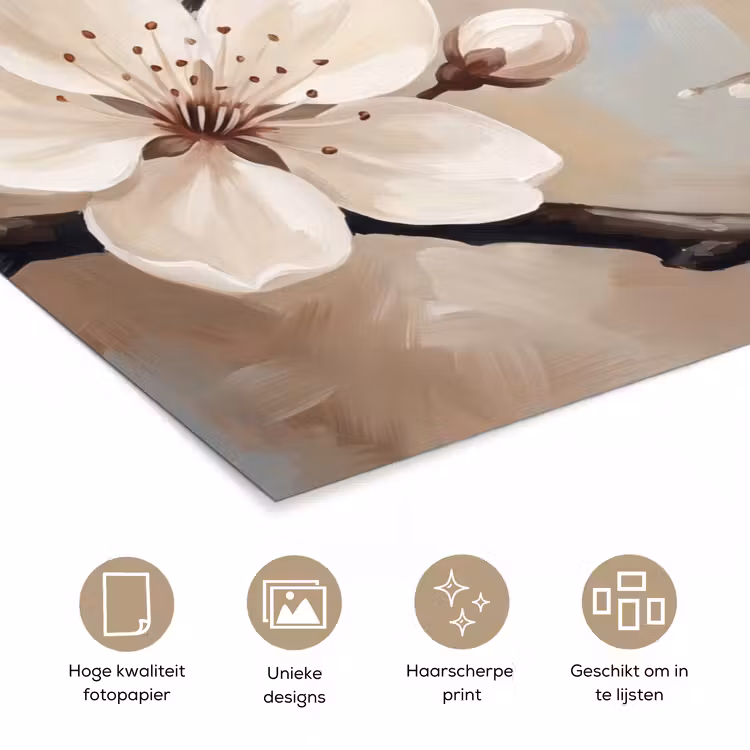 Poster - Bloesem - Takken - Schilderij - Beige - Serene — 5