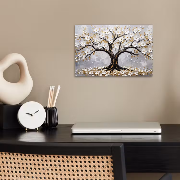 Poster - Boom - Bloemen - Natuur - Abstract - Wit — 2
