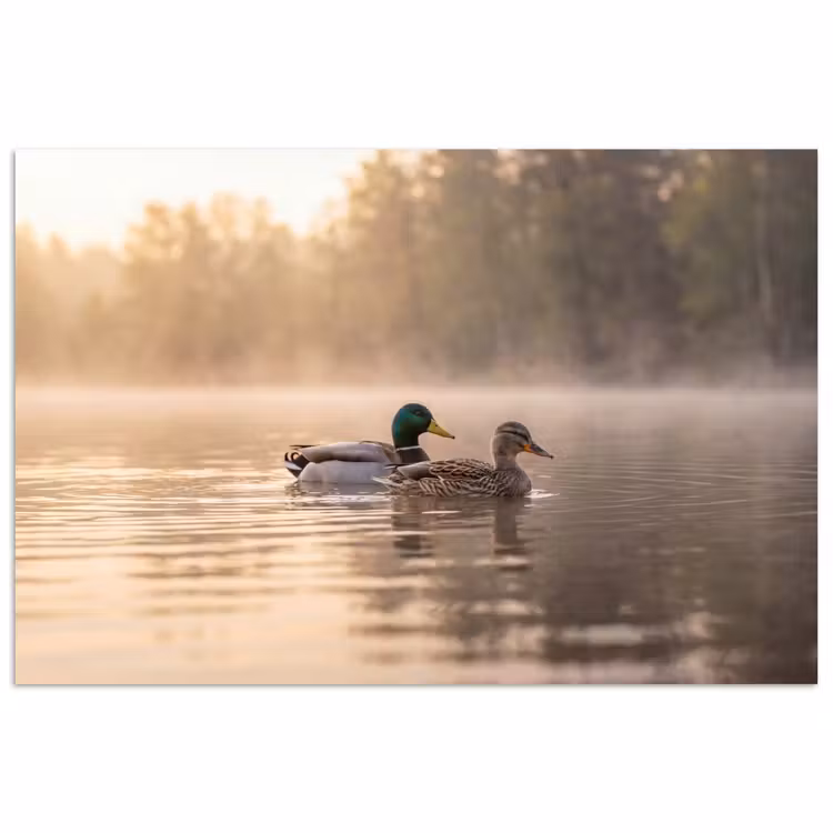 Poster - Eenden - Water - Mist - Natuur — 1