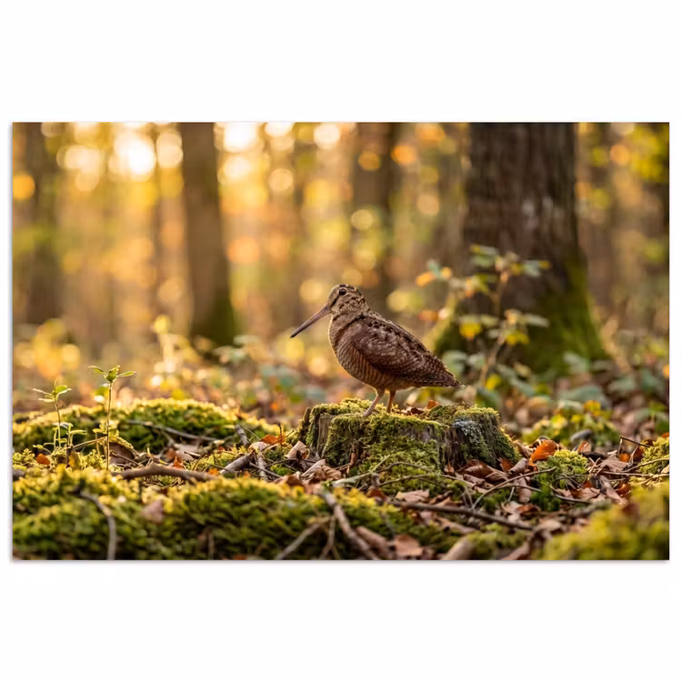 Poster - Houtsnip - Bos - Bladeren - Herfst - Gecamoufleerd — 1