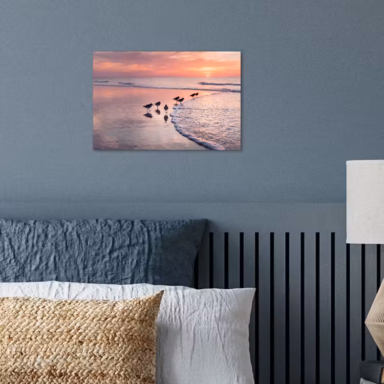 Poster - Meeuwen - Strand - Zee - Roze — 3