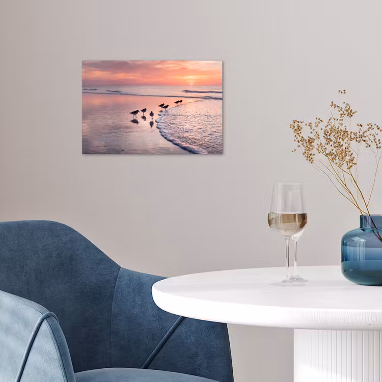 Poster - Meeuwen - Strand - Zee - Roze — 4
