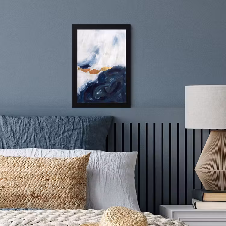 Poster met lijst - Abstract - Acryl - Blauw - Goud - Elegant — 4