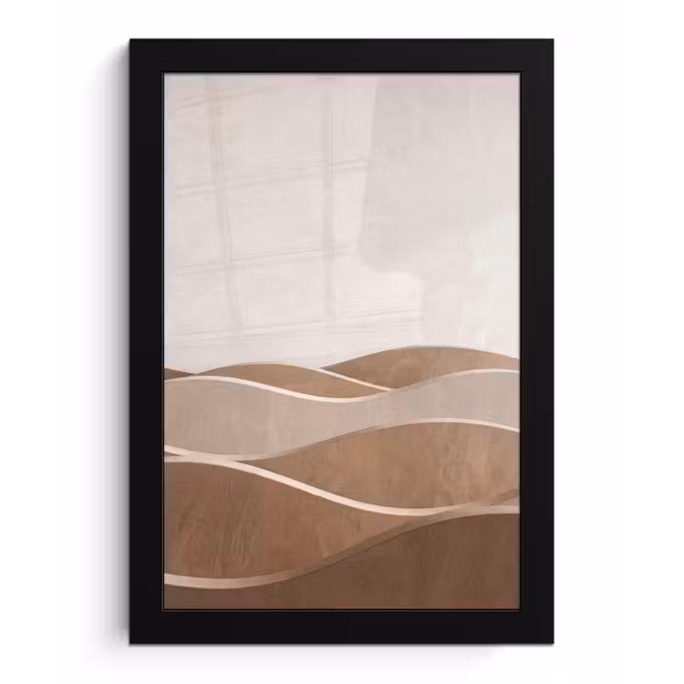 Poster met lijst - Abstract - Golven - Modern - Beige — 1