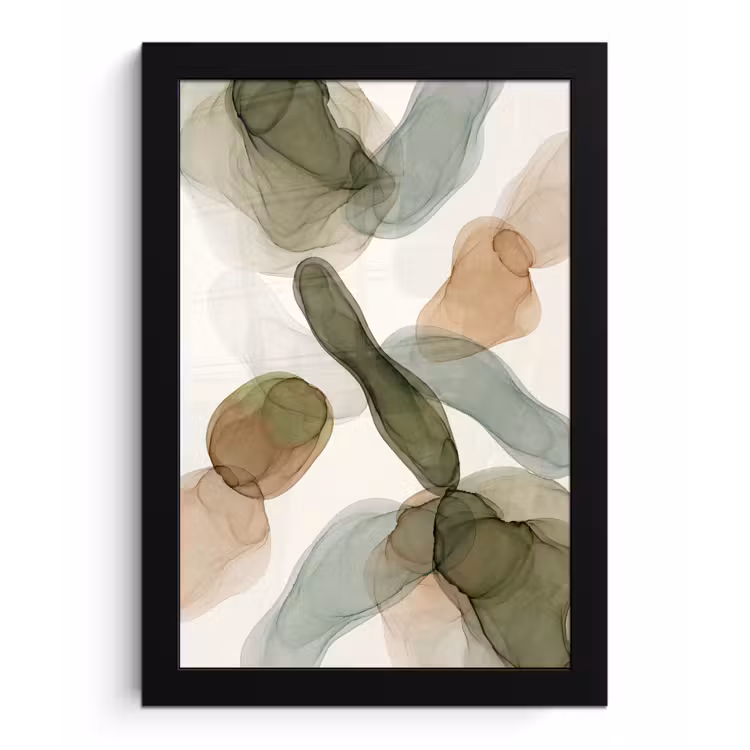 Poster met lijst - Abstract - Vormen - Modern - Kunst - Groen - Bruin — 1
