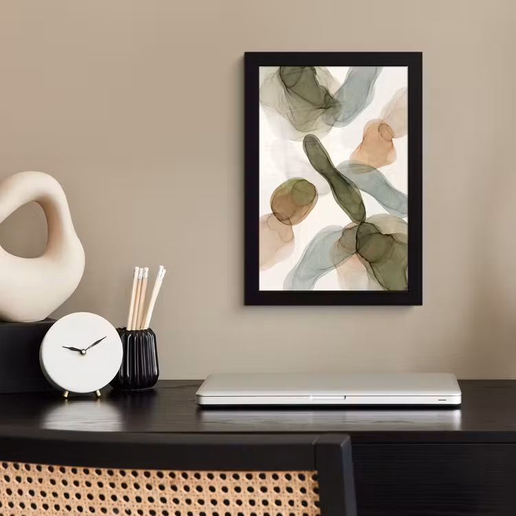 Poster met lijst - Abstract - Vormen - Modern - Kunst - Groen - Bruin — 3