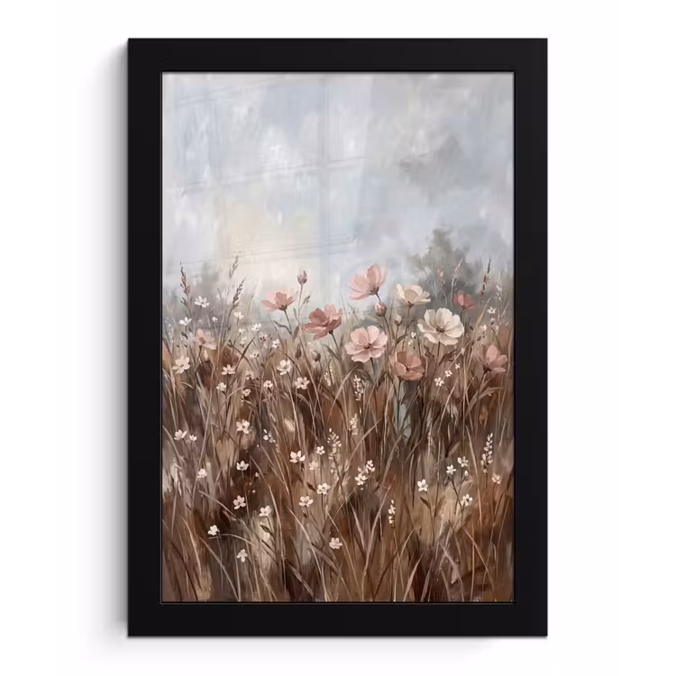 Poster met lijst - Bloemen - Botanisch - Schilderij - Pastel - Rustiek — 1