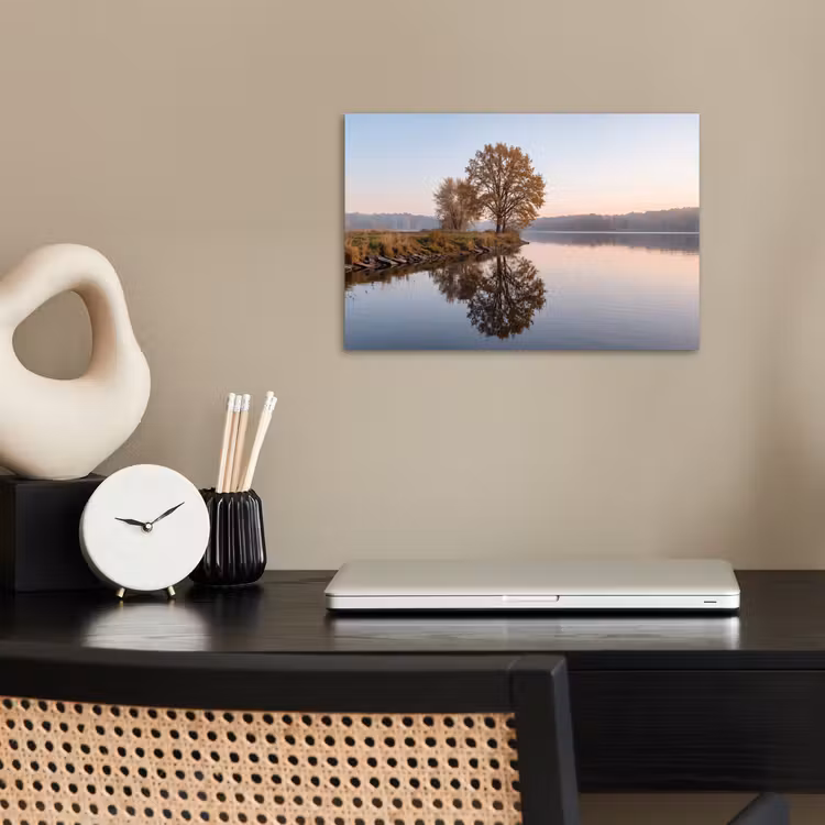Poster - Bomen - Reflectie - Water - Zonsopgang - Serene — 2