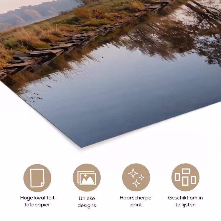 Poster - Bomen - Reflectie - Water - Zonsopgang - Serene — 5