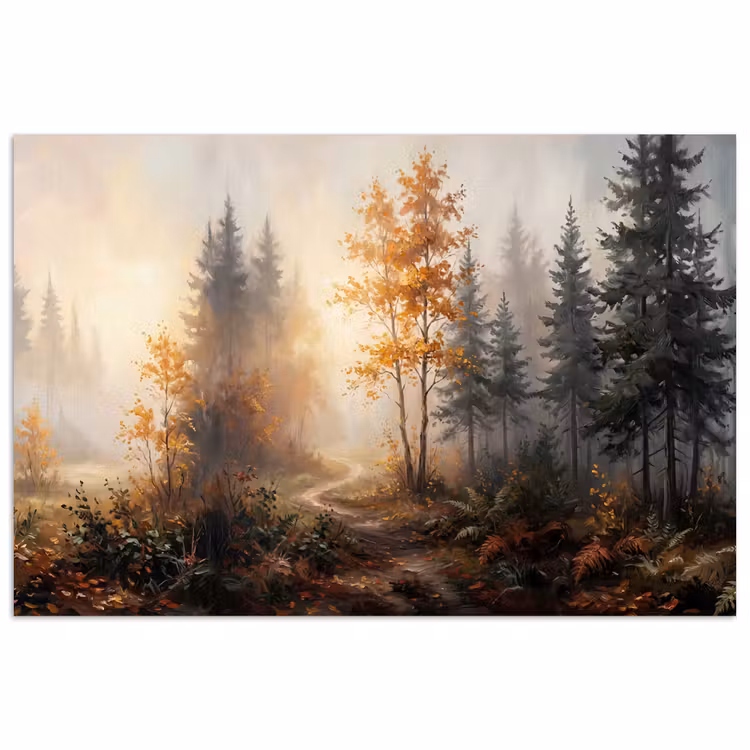 Poster - Bospad - Herfstbladeren - Natuur - Schilderachtig - Oranje — 1
