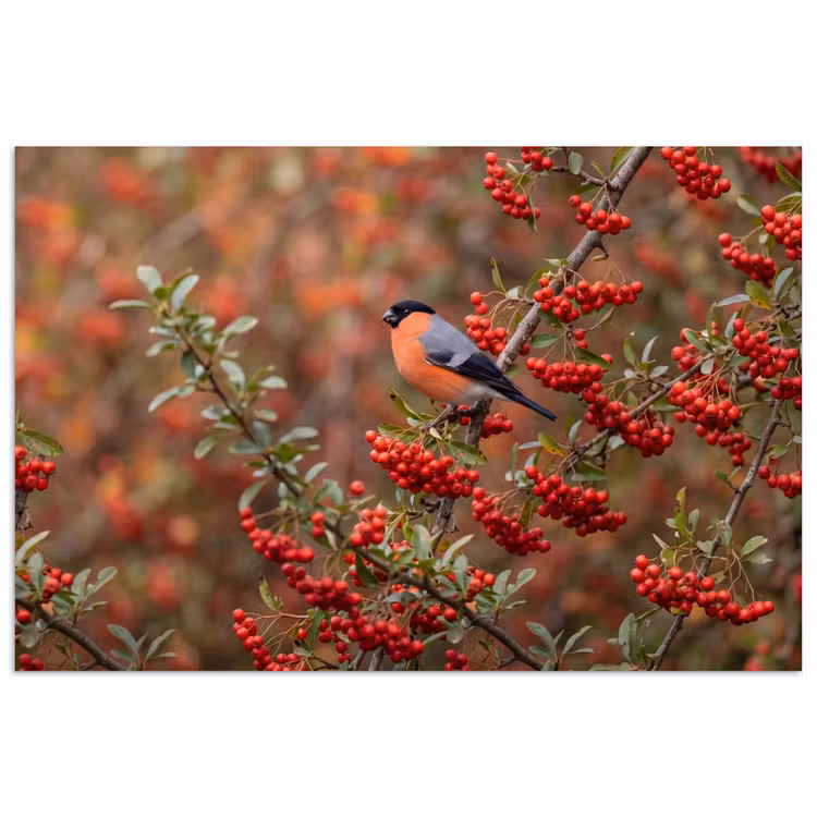 Poster - Goudvink - Bessen - Herfst - Natuur - Kleurrijk — 1